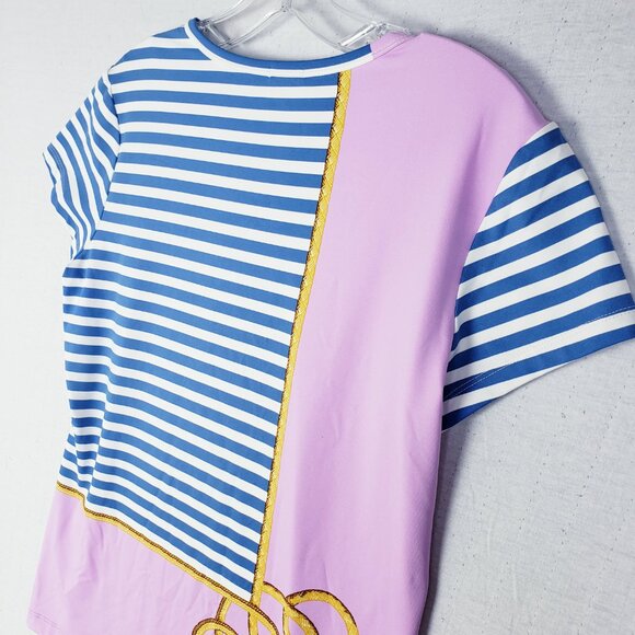 J. McLaughlin Top Catalina Cloth Striped Colorblock Blouse Tee Shirt size L - Picture 6 of 10